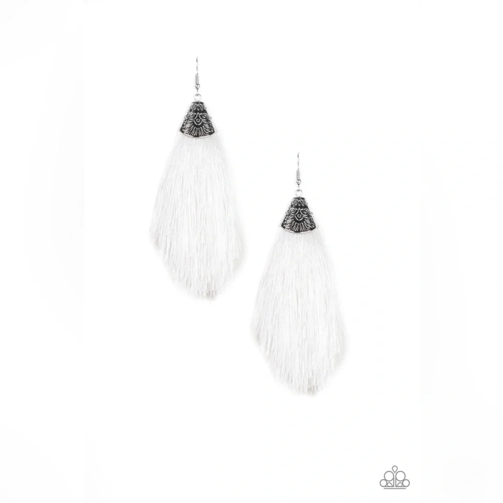 NWOT White Tassel Earrings - Picture 2 of 4